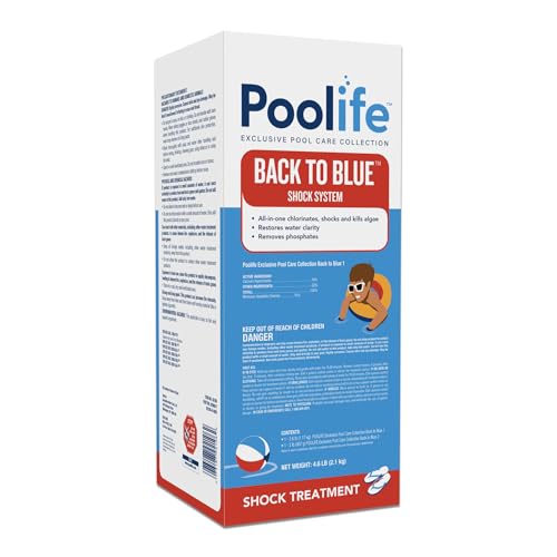 Poolife Back to Blue Algae Pool Shock System - Rapid Green to Clean Recovery Kit Kills Algae & Restores Crystal Water Clarity in 24 Hours - High Potency Cal Hypo & Flocculant for Pool - 4.6lb