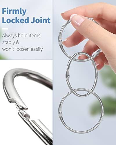 Uniclife Loose Leaf Binder Rings 5 cm Smooth Steel Book Rings for Index Cards Flash Cards Receipts Memos Photos and Files Heavy Duty Organizers Loops for Office School and Home Use, 12 Pack