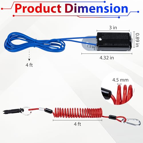 image for ecocstm Trailer Breakaway Switch, with 4 FT Coiled Trailer Brake Away 