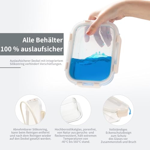 Glasbehälter mit deckel Glasschüssel mit deckel Glasdosen mit deckel set kühlschrank organizer glass containers with lids obst gemüse… – Ansicht 2