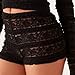 Women's Floral Lace Shorts Elastic Waist Bodycon Fit Semi See Through Booty Shorts for Under Dress (Black, M)
