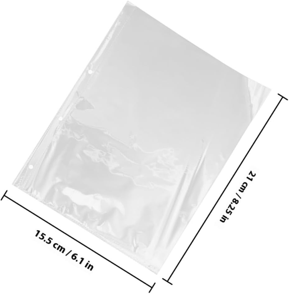 MAGICLULU 50pcs A4 Looseleaf Photo Album Pages Four-Hole Pp Collection Postcard Pockets for Photo Sleeves Binder Protectors Suitable for Collectors and Storage