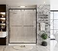 56-60 in. W x 76 in. H Double Sliding Shower Door, Semi-Frameless Bypass Shower Glass Door, with Explosion-Proof Film, with 5/16"(8mm) SGCC Tempered Glass
