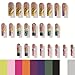 IMRAIN Press on Nails Long Square Fake Nails Colorful Ombre French Nail Tips Full Cover Glossy Glue Stick on Nails Acrylic Summer Color False Nails for Women Girls 24Pcs