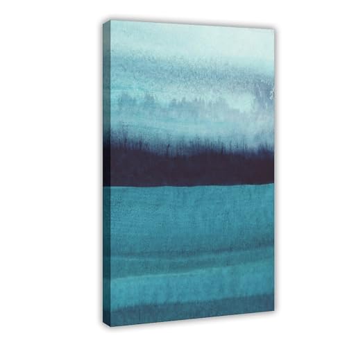 Toile aquarelle abstraite bleu-vert pour habiller un mur vide