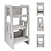 Sgabello per bambini regolabile in piedi piattaforma sgabello da cucina a torre per bambini da cucina contatore di apprendimento grigio