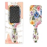 Luftkissen-Paddel-Haarbürste für Damen und Mädchen, bunte Blütenblätter, zum Entwirren von Pflanzen, Haarbürste für nasses, trockenes, lockiges und feines Haar