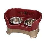 Neater Feeder Deluxe Medium Dog (Cranberry) - The Mess Proof Elevated Bowls No Slip Non Tip Double Diner Stainless Steel Food Dish with Stand
