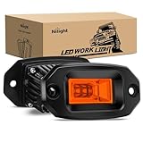 Nilight 2PCS 20W Flush Mount Amber LED Pods Flood Beam LED Work Light Offroad Fog Reverse Light Backup Lights Driving Lights for Bumper Truck ATV UTV SUV Boat