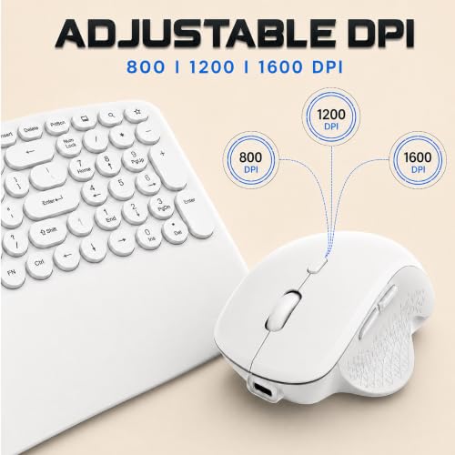 Image of ANT Master 80 Wireless Keyboard and Mouse Combo, Full-Size 101-Key Keyboard, 2.4G + Bluetooth, Rechargeable, 800 /1200 /1600 DPI 6D Mouse, USB Receiver, Windows /Linux, White