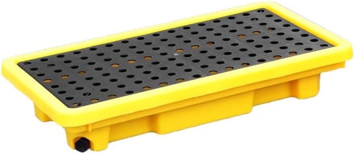 Modular Containment Platform, Industrial Nestable Small Spill Pallet with Drain, Detachable Polyethylene Grating Tray for Garage Supermarket Basement(Yellow-1 pcs,26.0x14.2x4.7in)