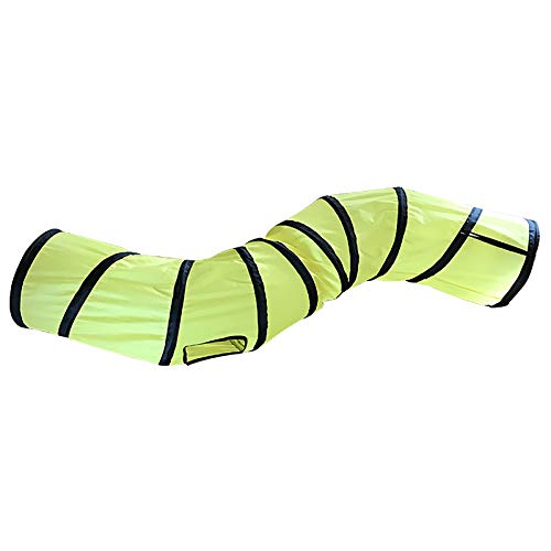 Image of iCAGY Cat Tunnel for Indoor Cats Interactive, Rabbit Tunnel Toys, Pet Toys Play Tunnels for Cats Kittens Rabbits Puppies Crinkle Pop Up Yellow 47 inch Shape S
