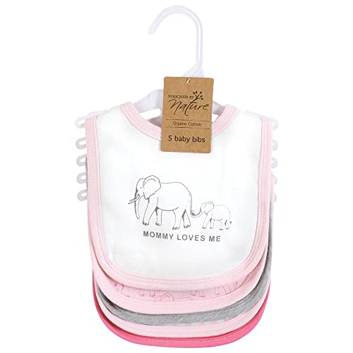 Image of Touched by Nature Unisex Baby Organic Cotton Bibs, Pink Peanut, One Size
