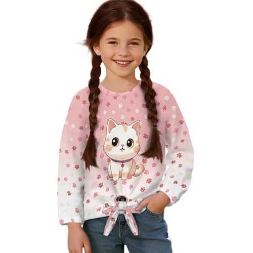 Ystardream Long Sleeve Shirts for Girls' Tops Tees & Blouses with Front Tie Knot3