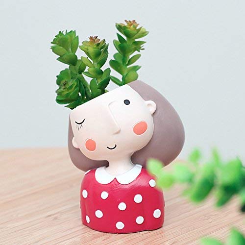 Image of Cute Beautiful Combo Pack of Girls Succulent Planter Pots Resin Creative Flowerpot Plant Pots Planter Container for Home Garden Office Desktop Decoration (6 Girls Set)
