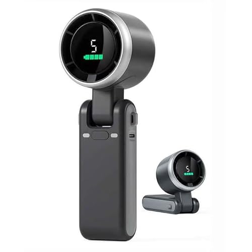Générique Ventilateur portable 5 vitesse 12H d'autonomie Écran digital base pliable Bureau/Cou 3600 de poche avec pied type C