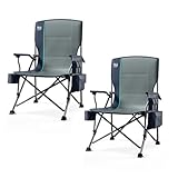 TIMBER RIDGE Oversized Folding Camping Chair High Back Heavy Duty for Adults Support up to 500lbs with Cup Holder, Side Pocket Cooler Bag 2 Pack
