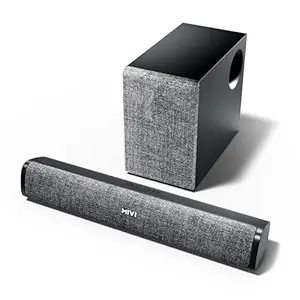 (Refurbished) Mivi Fort Q48 Soundbar with subwoofer, 48 Watts, 2.1 Channel with 2 in-Build Full-Range Speakers and an External subwoofer, Multiple Input Modes, Made in India soundbar for TV
