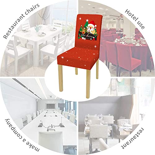 Krfoonn 4 Pcs Christmas Chair Covers, Stretch Xmas Dining Room Chair Protector Slipcover, Christmas Seat Cover, Removable Polyester Chair Slipcover For Dining Room, Christmas, Holiday(Color07) #TOP4