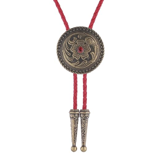 Image of GelConnie Floral Bolo Tie for Men Womens Bolo Tie Necklace Native American Black Men's Bolo Ties Western Cowboy Bolero Ties