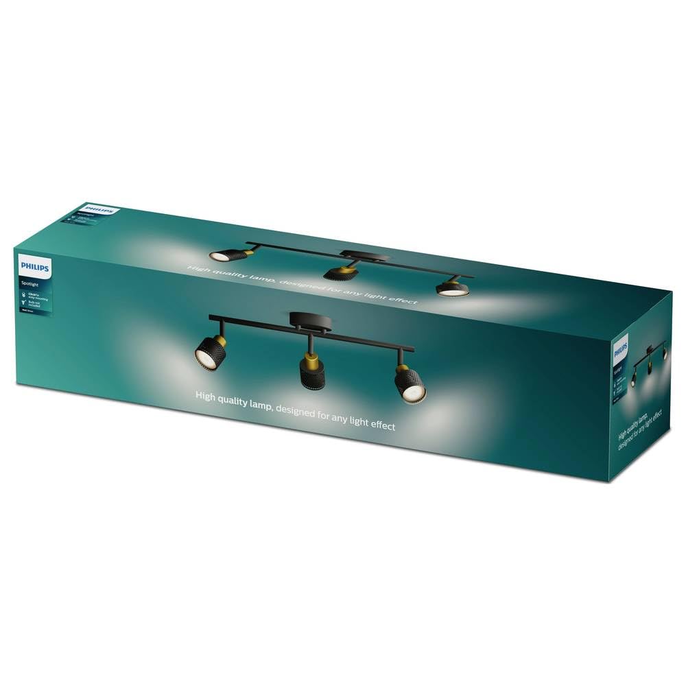 Philips Niall Spot 3 têtes, GU10 non inclus, Laiton, IP20