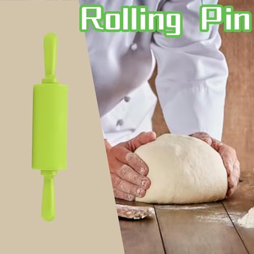 Beufee Mini Rolling Pin, 23cm Silicone Nonstick Dough Roller, Green - Image 3