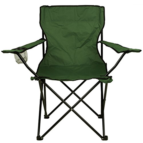 Nexos Angelstuhl Anglerstuhl Faltstuhl Campingstuhl Klappstuhl mit Armlehne und Getränkehalter praktisch robust leicht dunkelgrün – Bild 4