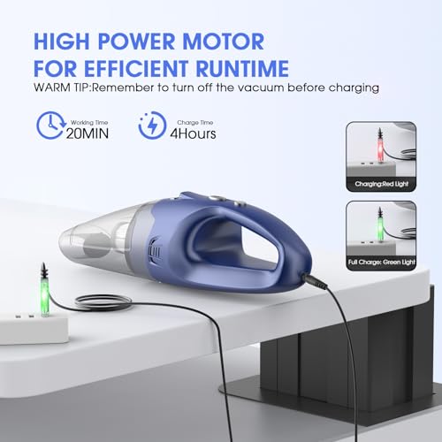 Image of YOOHI Handheld Vacuum Cordless Rechargeable - 6000Pa Mini Hand Held Vacuum, LED Light, 20-25 Mins Runtime, USB Charging, 500ML Cup - Lightweight Small Vacuum Cleaner Cordless for Car /Office /Home