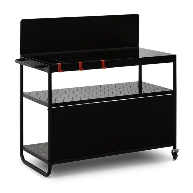 BRASERO by FAVEX – Desserte plancha Infinite 100 – Plan de Travail 100 × 46 cm – Compatible planchas 1 à 4 Feux – 3 Niveaux de Rangement – Roues autobloquantes
