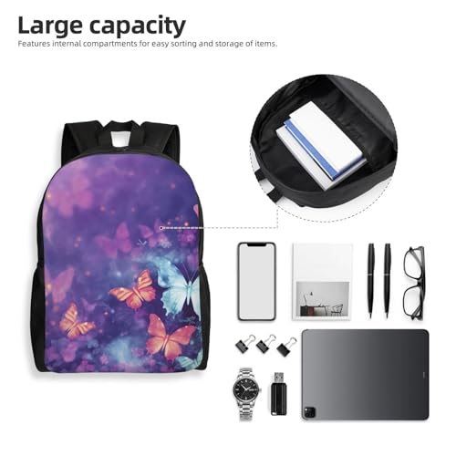 Mochila para mujer y hombre con mariposas y degradado impermeable miniatura 6