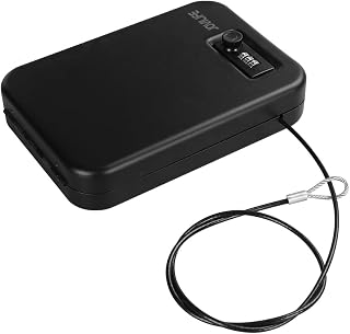 pistol safe handgun, travel gun safe ,portable pistol security lock safe , gun safe for car, quick access gun lock box for car, bedside gun safe 3 digital Lock box(9.5X6.5X1.5 inch) - Jovilife
