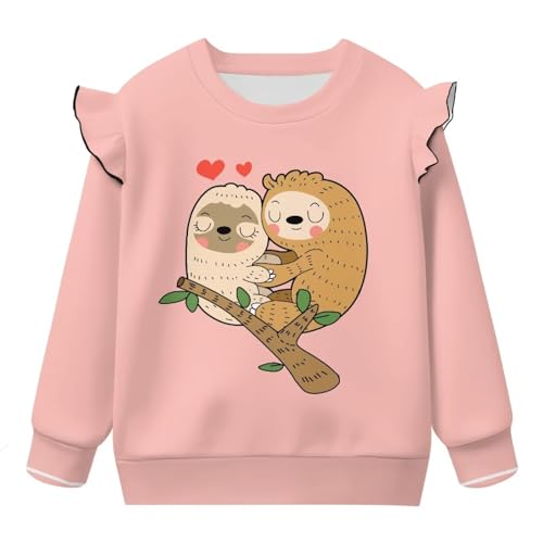 Animal Toddler Sweatshirt Crew Neck Girls Clothes Ruffle Long Sleeve Hoodie Cute Tops for Kindergartener 1T-8T2