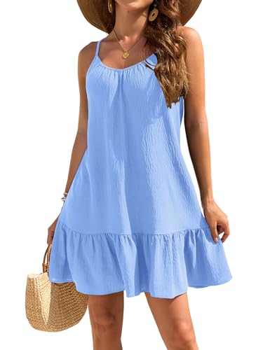 Halife Womens Swimsuit Cover Up Spaghetti Strap Beach Coverup Dress Blue M