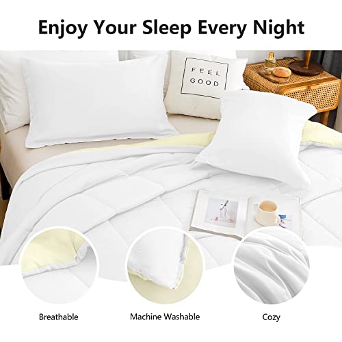 Keowin Comforter Set Full/Queen 3Pc Microfiber Quilted Bedding Super Soft, Breathable, Lightweight, Reversible Ab Design Decor, Alternative For Men & Women In Bedroom (White) #TOP2