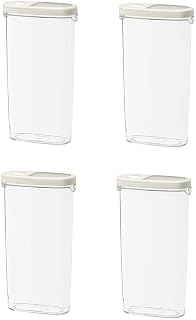 Plastic 365+ Dry Food Jar With Lid, Transparent, White, 2.3 L (2 Qt) - Pack Of 4