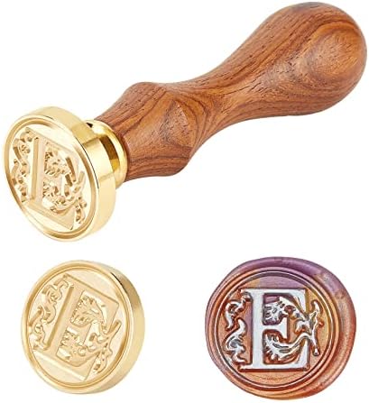 PandaHall Elite 1 Piece DIY Wooden Wax Seal Stamp,Alphabet Scrapbook Brass Stamps and Wood Handle Sets, Letter M, 25x14mm 75mm