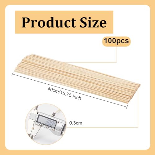 OLYCRAFT 100Pcs Round Wood Sticks 40cm Long Unfinished Wooden Strips 3m Round Dowels Strips Wooden Dowel Rod Natural Wood Sticks Model Accessories for Building Model DIY Craft Supplies - Image 2