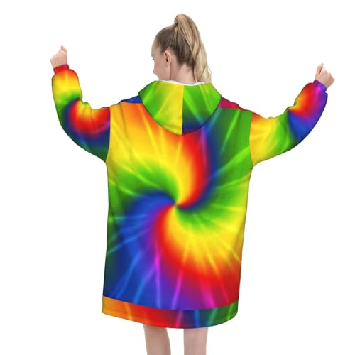 Sweat à capuche couverture tie-dye arc-en-ciel : restez au chaud les mains libres
