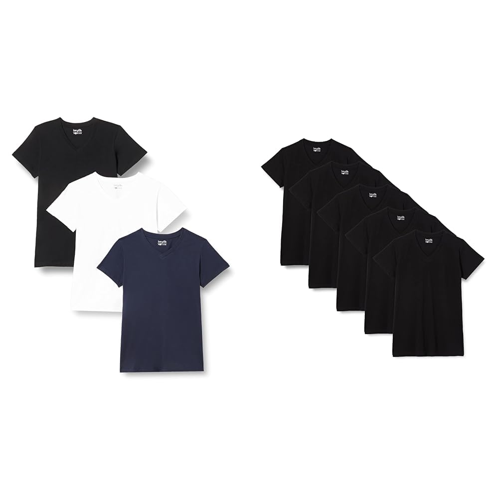 berydale T-Shirt pour Le Sport et Les Loisirs avec Un col en V, Femmes, (Lot de 3), (Lot de 5)