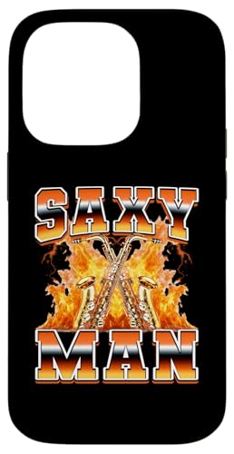 Saxy Man Saxofonista Saxofonista Saxofonista Estilo Bootleg de los 90 Carcasa para iPhone 14 Pro