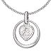 Clever Schmuck - Collier avec bague de baptême en argent 925 - Zircon blanc en forme de cœur - Avec chaîne gourmette en argent sterling 925 de 34 cm
