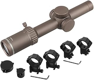 FOCUHUNTER 1-8x24 Optics Scope, Illuminated Red Reticle 11 Level View Finder Sight, Green Lens Coating, with Zoom Lever, 20mm Picatinny Weaver Mounting Rings & 11mm Dovetail Mount Ring