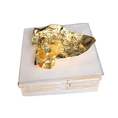 BEBEMOKO Wide Gold Foil Paper Pack 100pcs Imitation Gold Craft Paper for Painting Decorative Foil Sheets for Art Dec