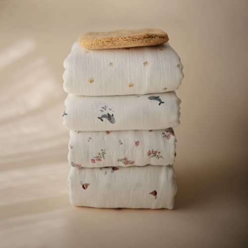 Image of mushie Muslin Baby Swaddle Blanket | 100% Organic Cotton (Pink Flowers)