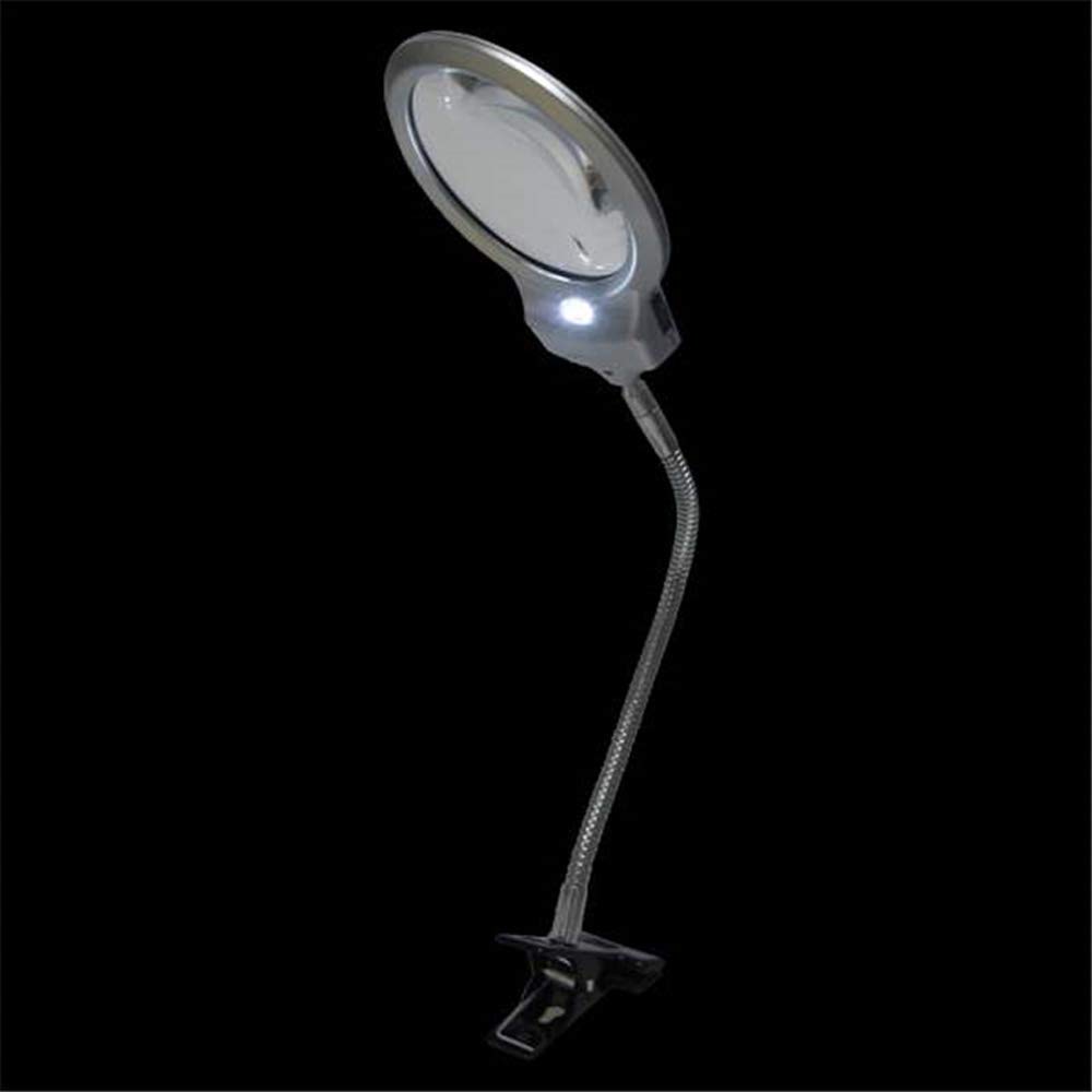 Glas-LED-Leuchtlupe, Metallschlauchglas, Schreibtisch-Leselampe mit Klemme 2,5 x 107 mm 5 x 24 mm Glaslupe zum Lesen Needed