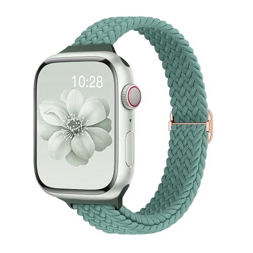 Image of Slim Braided Bands for Apple Watch Band 40mm 41mm 42mm 38mm 46mm 44mm 45mm 49mm Women,Stretchy Solo Loop Nylon Elastic Thin Narrow Skinny Strap for iWatch Ultra 3 SE 3 Series 11 10 9 8 7 6 5 4 3 2 1