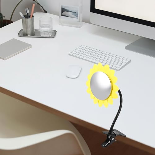 Miroir d'ordinateur portable en fer jaune à pince pour bureau - 4