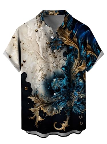 Mens Short Sleeve Button Down Shirts Casual Printed Button Up Shirts Hawaiian