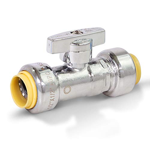 Pushlock UPSSP1212 1/4 Turn Straight Stop for Push-Fit Valve, 1/2 x 1/2 Inch,