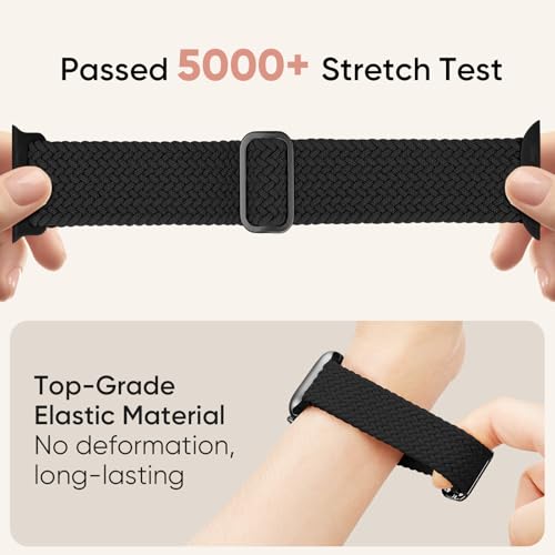 Image of Braided Stretchy Band Compatible with Apple Watch 40mm 41mm 42mm 38mm 44mm 45mm 46mm 49mm Women Men, Breathable Adjustable Nylon Sport Solo Loop Strap for iWatch Series 11 10 9 8 7 6 5 4 3 SE /Ultra 2